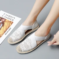 summer flat shoes women canvas shoes ladies lace shoes white slip on shoes hollow sneakers breathable sandals maternity shoes