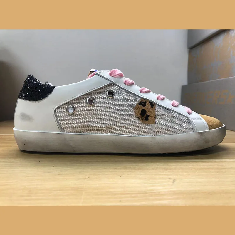 

Four Seasons New Fashion Leopard Print Sequin Stitching Retro Small Dirty Shoes Parent-child Sports Casual Shoes Non-slip ST400