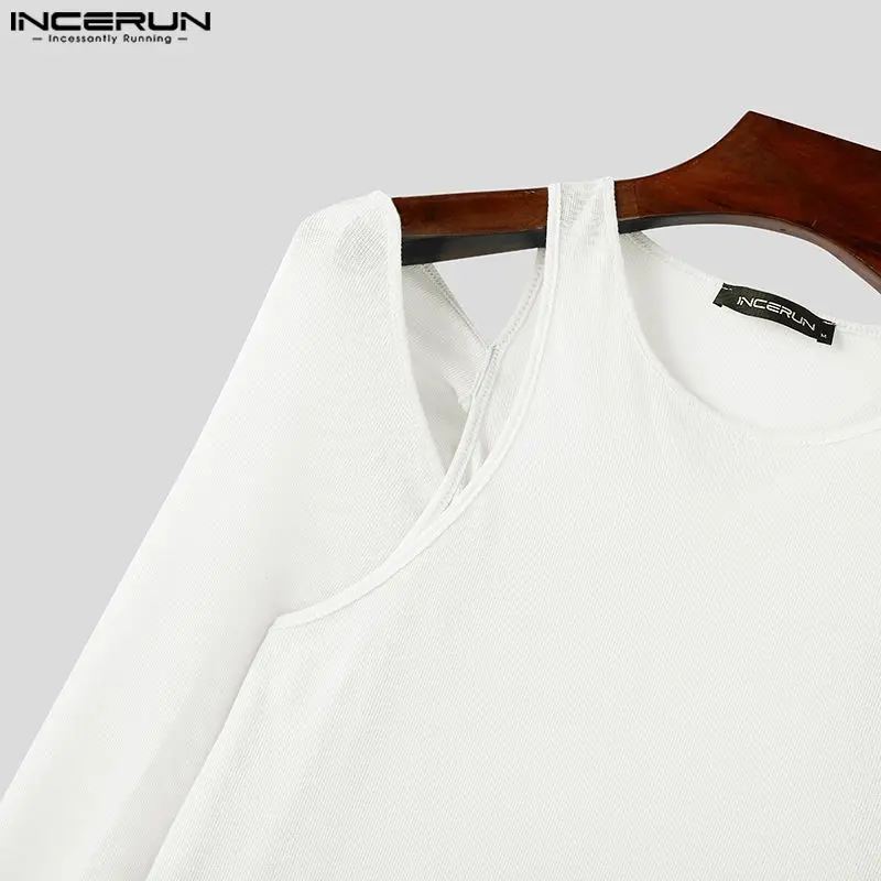 Мужские футболки INCERUN 2024 черные/белые/зеленые