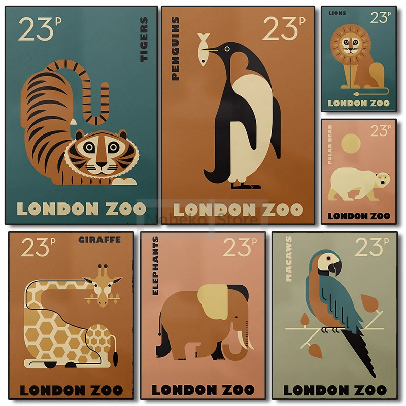 Коллекционный постер с изображением Лондонского зоопарка экзотические животные