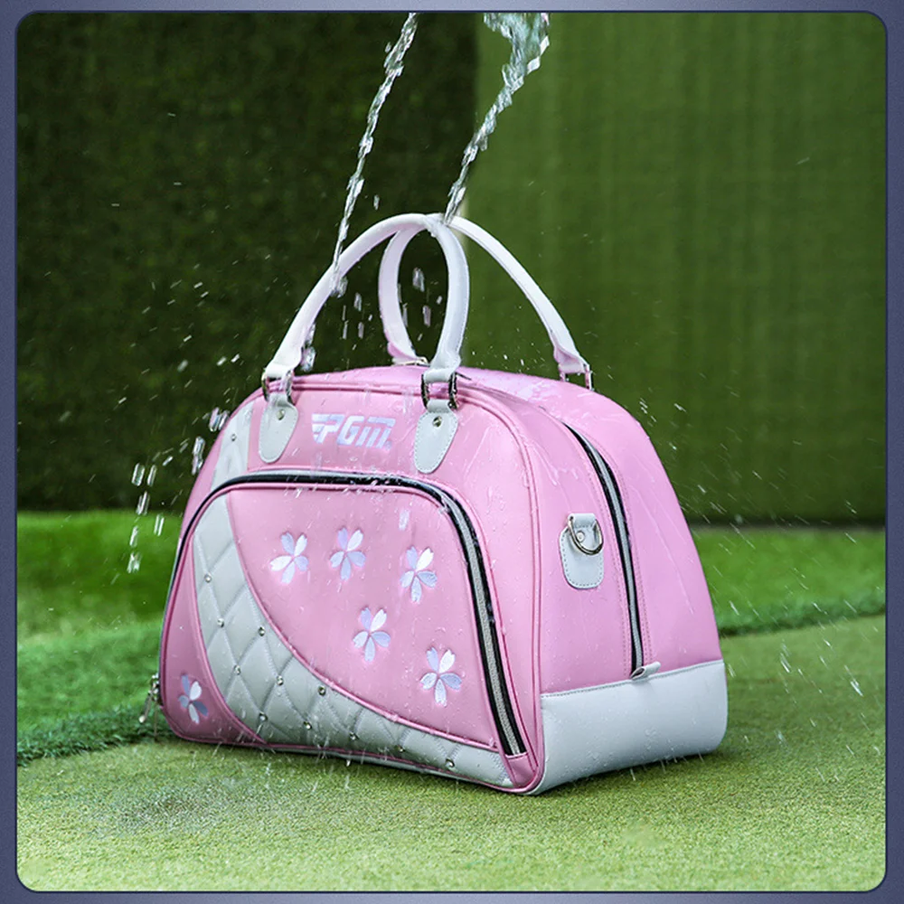 PGM Microfiber Diamond-Encrusted Flower Clothing Bag Golf Clothing Women Bag Easy Clean Waterproof Microfiber Leather Handbag