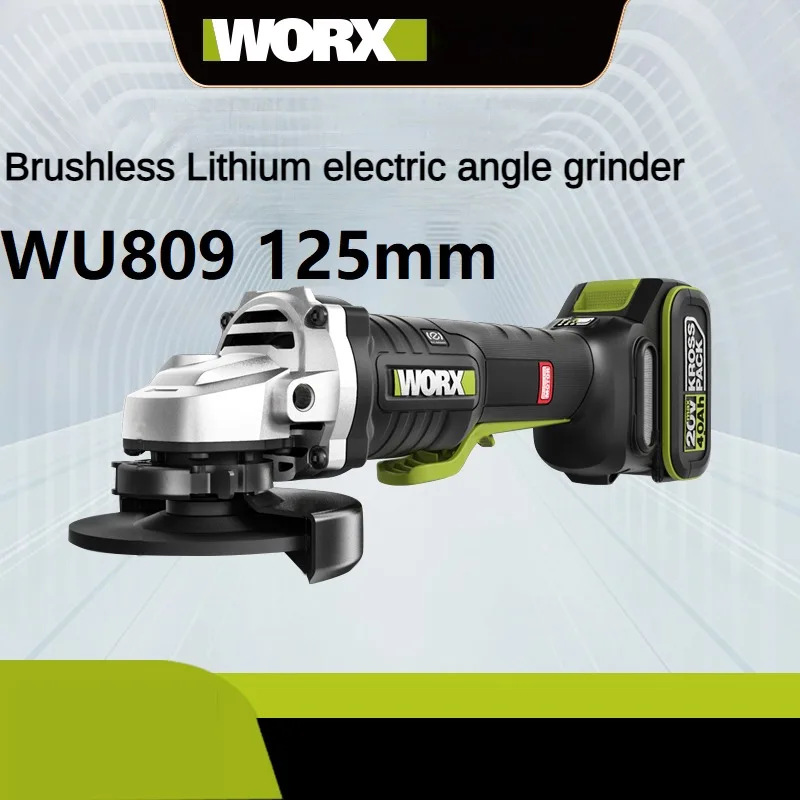 Фото WORX WU809 угловая шлифовальная машина 125 мм бесщеточный литиевый аккумулятор полировальный станок для резки полировальный станок ручная шлифовальная машина №1