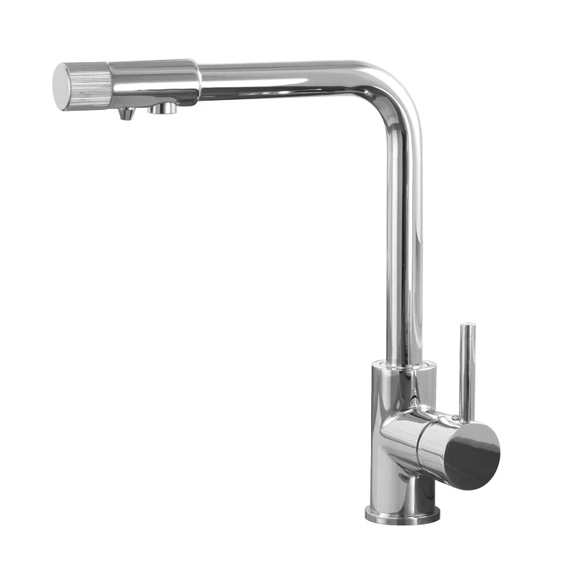 

Bright Chrome Plated Single Handle Hole Brass Contemporary Style Kitchen Faucet Tap Ceramic Valve Core