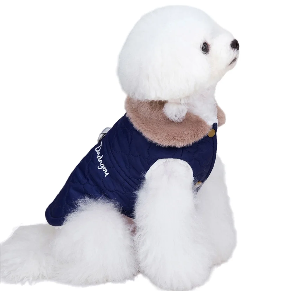 

Autumn Winter Pet Dog Warm Cotton Vest for Small & Medium Sized Dogs S-2XL Clothing Sleeveless Waterproof Jacket with Fur Collar