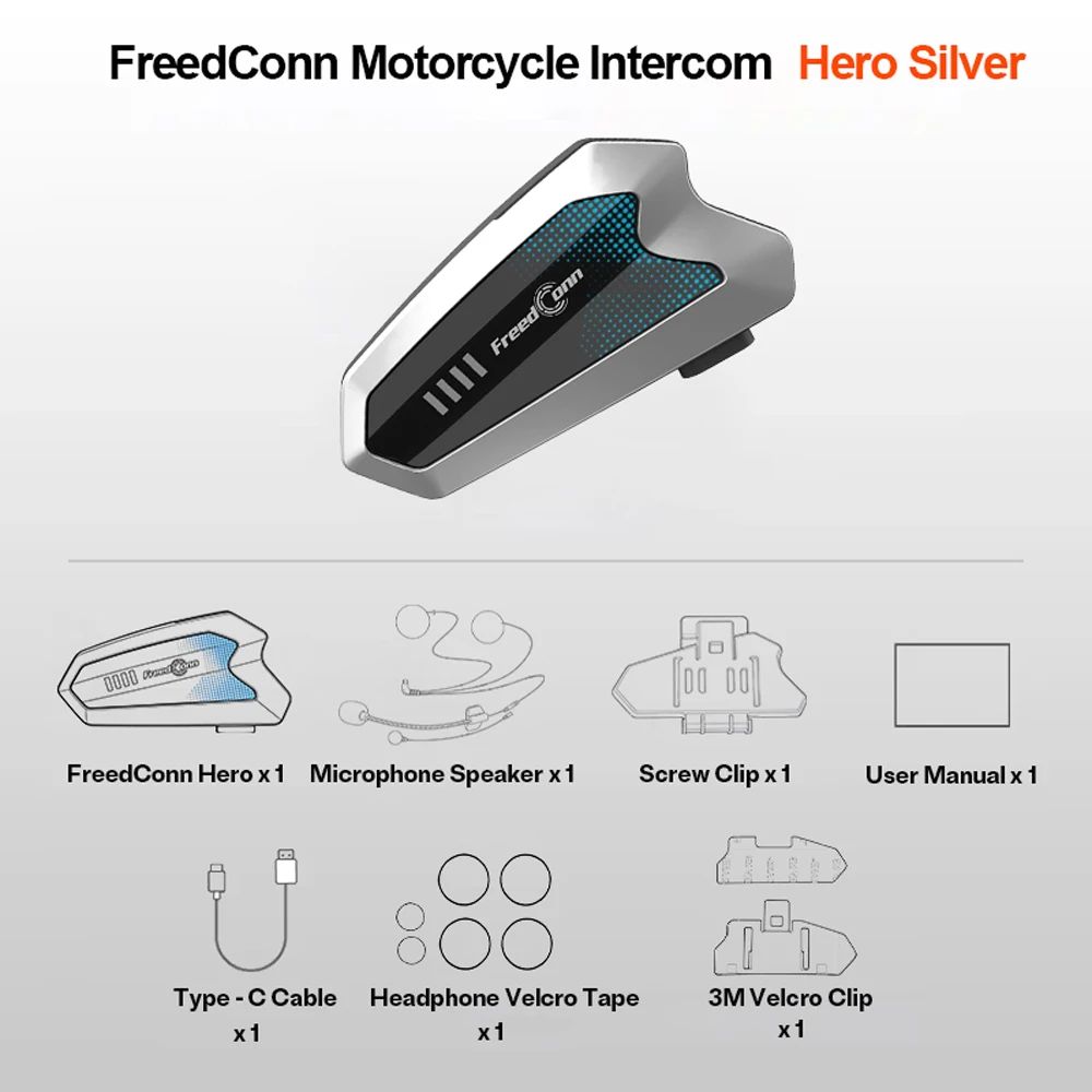 

Мотоциклетная Bluetooth-гарнитура Freedconn для шлема, система связи для до 6 райдеров, функция обмена музыкой.