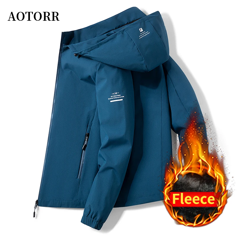 

Mens Hooded Fleece Jackets Male Bomber Windbreakers Zipper Coats Autumn Winter Fashion Warm Jacket Men Casual Sportswear 5XL