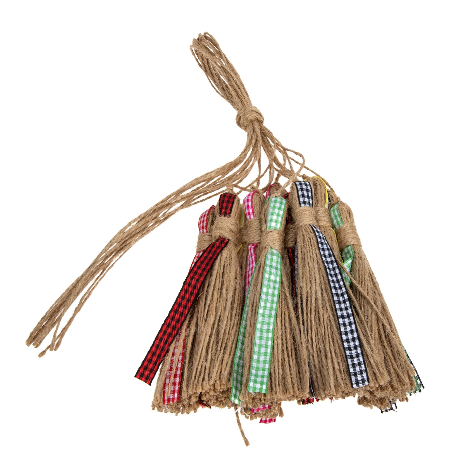 

12pcs Natural Jute Tassels Wood Beads Pendant Gift Tags DIY Rope Tassels