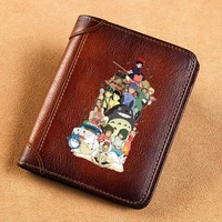 high quality genuine leather wallet spirited away printing card holder male short purses bk1102