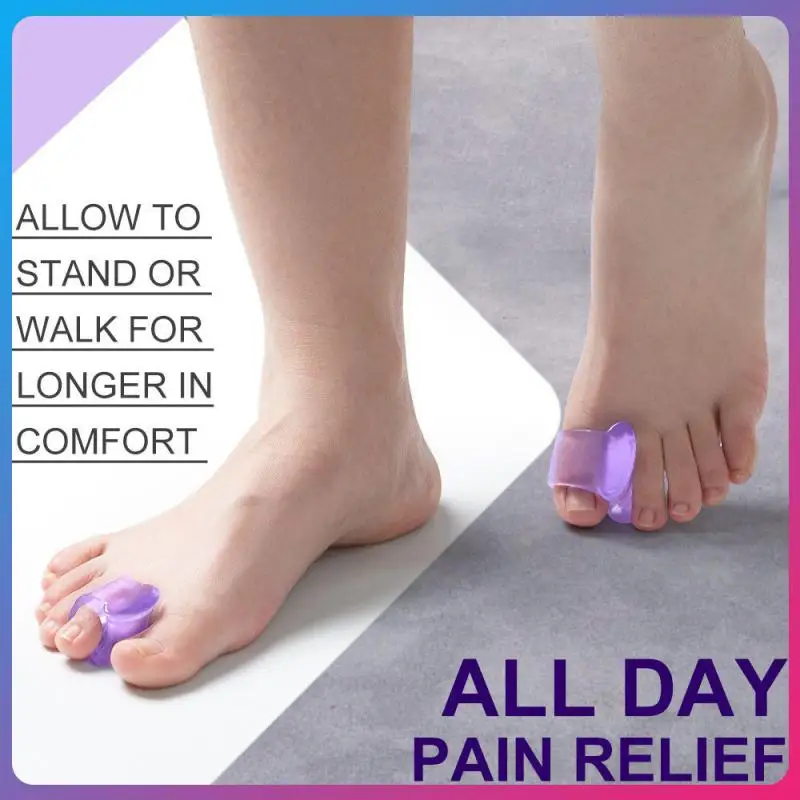 

4pcs Transparent Purple Soft Silicone Gel Toe Separator Hallux Valgus Bunion Spacers Thumb Corrector Foot Care Tool Size L/M