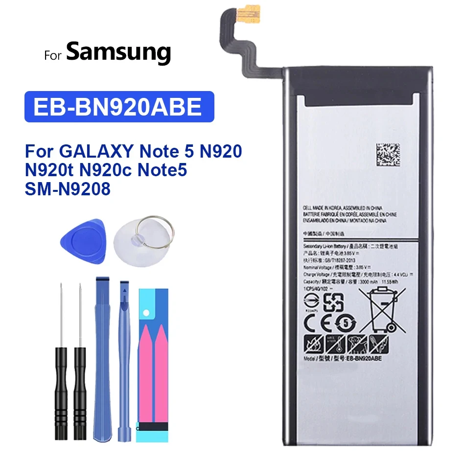 

3000mAh Battery For Samsung Note5 EB-BN920ABE For Samsung GALAXY Note 5 N9200 N920t N920c N920P Note5 SM-N9208 Bateria + Tools
