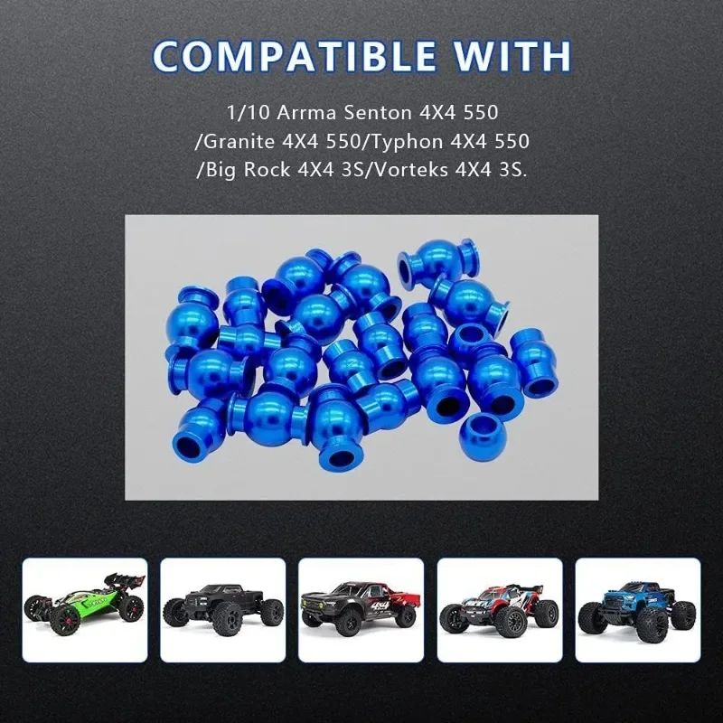 

22Pcs Complete Aluminum Alloy Pivot Ball Head Set AR330515 for Arrma 1/10 4x4 Granite Mega Senton Typhon RC Car Upgrade Part