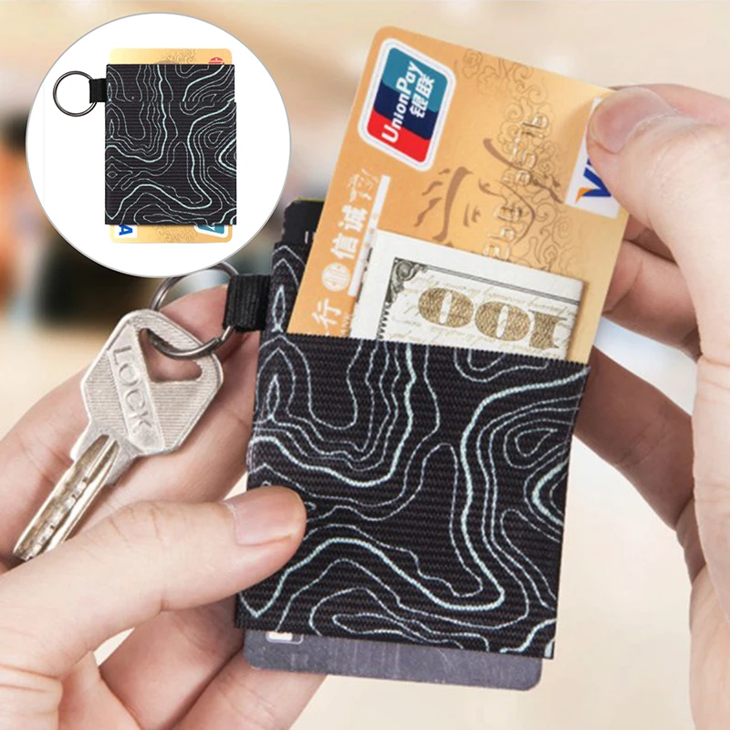 

1Pc Elastic Credit ID Card Holder Elastic Small Wallet Key Bag Card Holders Mini Purse 73*60mm color random