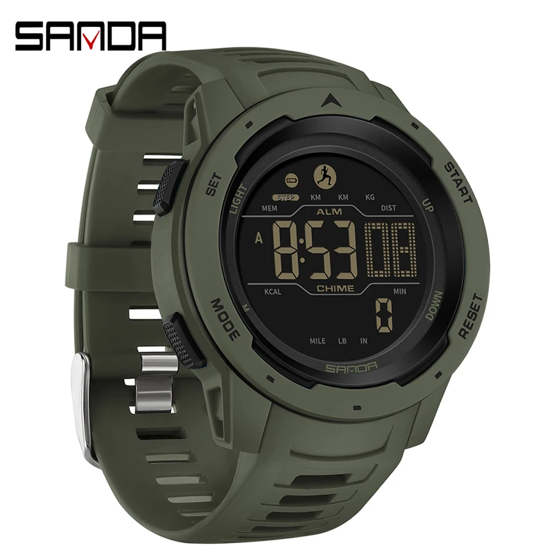 

SANDA Brand Men Watches Sports Passometer Calories 50M Waterproof LED Digital Watch Military Wristwatch Steps Tracker Countdown