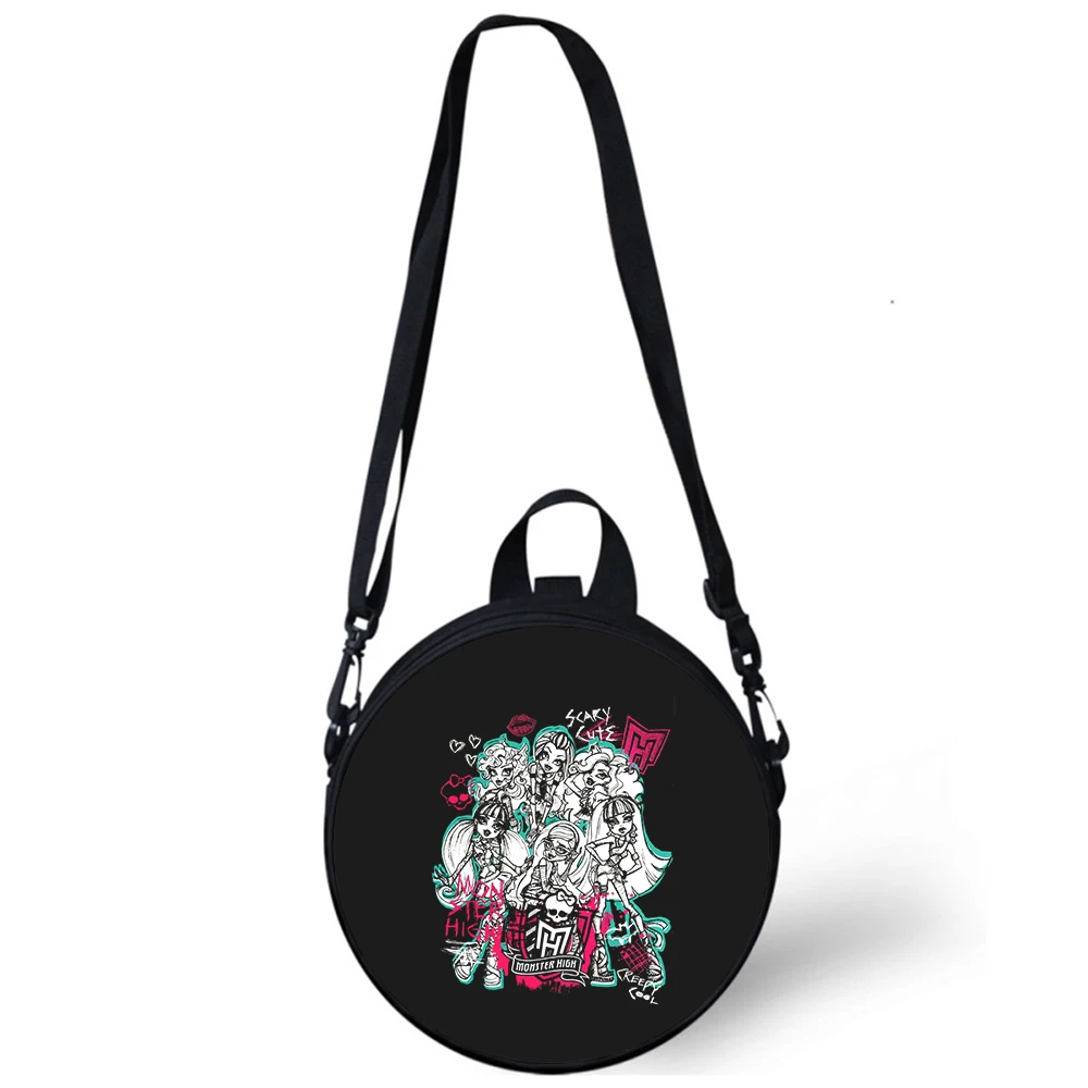 Monster High Anime Child kindergarten Bag 3D Print Crossbody Shoulder Bags For School Women Mini Round Bagpacks Rugtas Bag