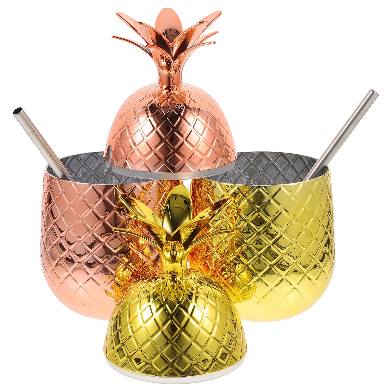 2 комплекта ананасовых чашек с соломенными стаканами для коктейлей вечерние