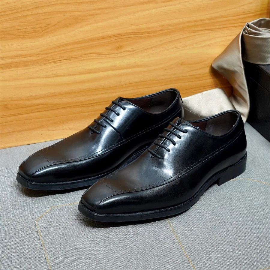 Мужские кожаные туфли-оксфорды ручной работы модный свадебный костюм с острым