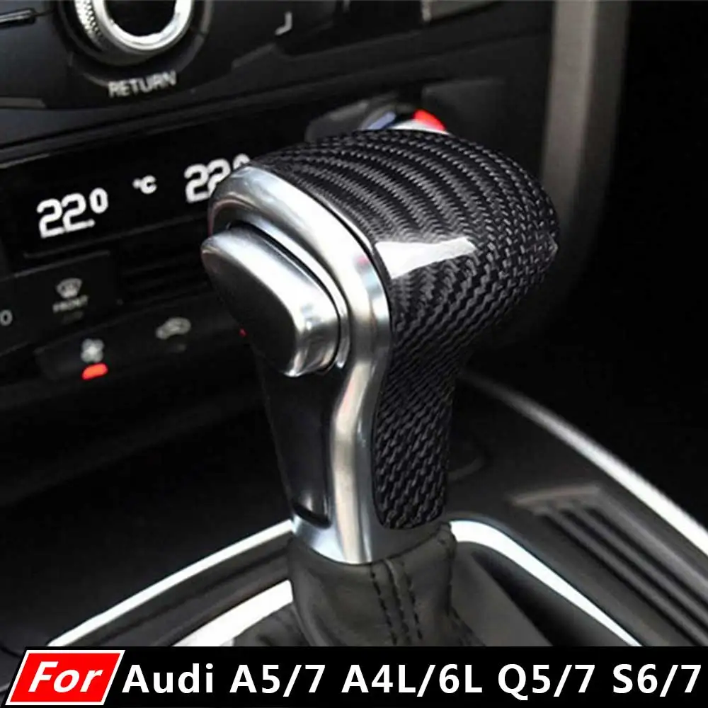 

For Audi A4L A5 A6L Q5 Q7 S6 S7 Real Carbon Fiber Car Gear Shifter Knob Cover Protector Trims Stickers Car Styling Accessories