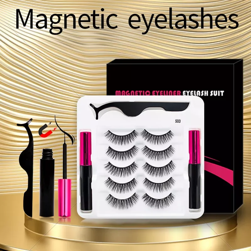 

1/5 Pairs Magnetic Eyelashes3D Natural Magnet Lashes With Waterproof Liquid Eyeliner And Tweezer Makeup Set Faux Cils Magnetique