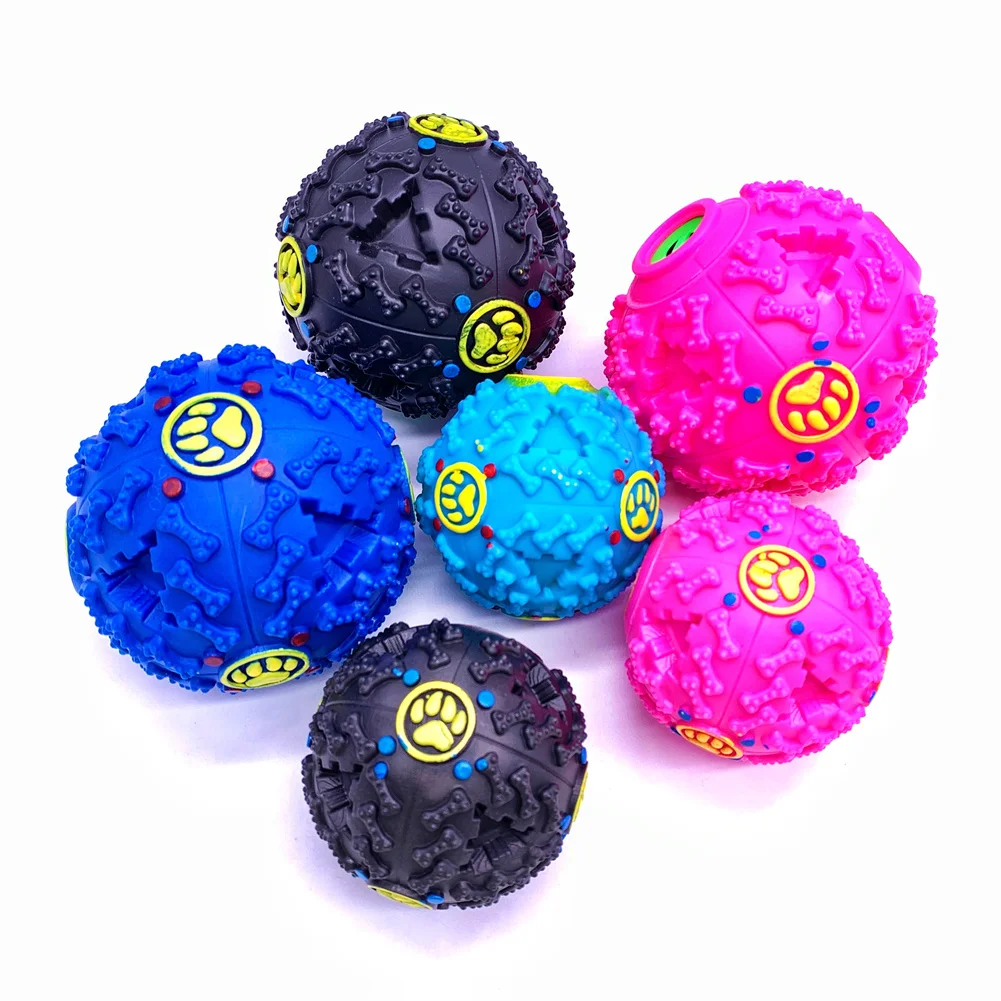 

Pet toy rubber ball candy-colored educational chewer leaking ball game ball interactive training toy vocal molar and bite