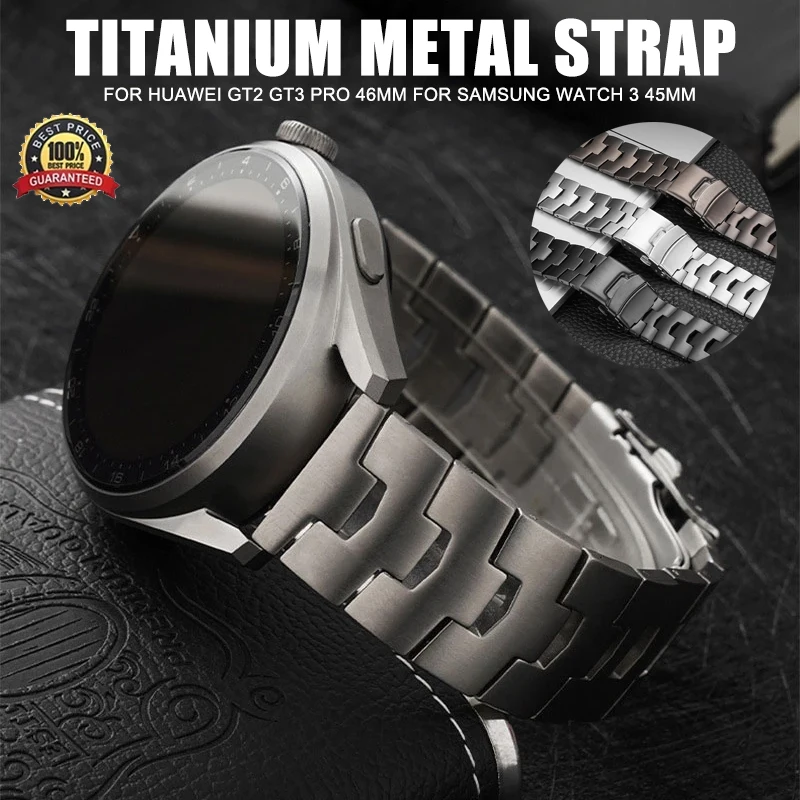 22mm Universal Titanium Metal Strap for Huawei Ultimate GT2 GT3 Pro 46mm for Samsung Watch 3 45mm S3 Amazfit Business Bracelet
