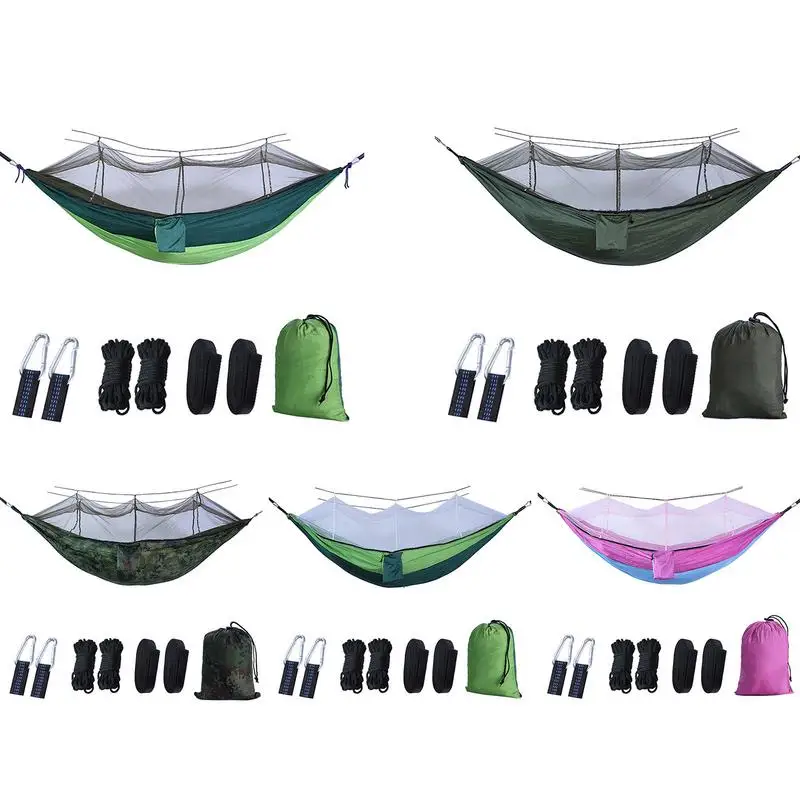 Туристический гамак с москитной сеткой легкая ткань из парашютной ткани высокой