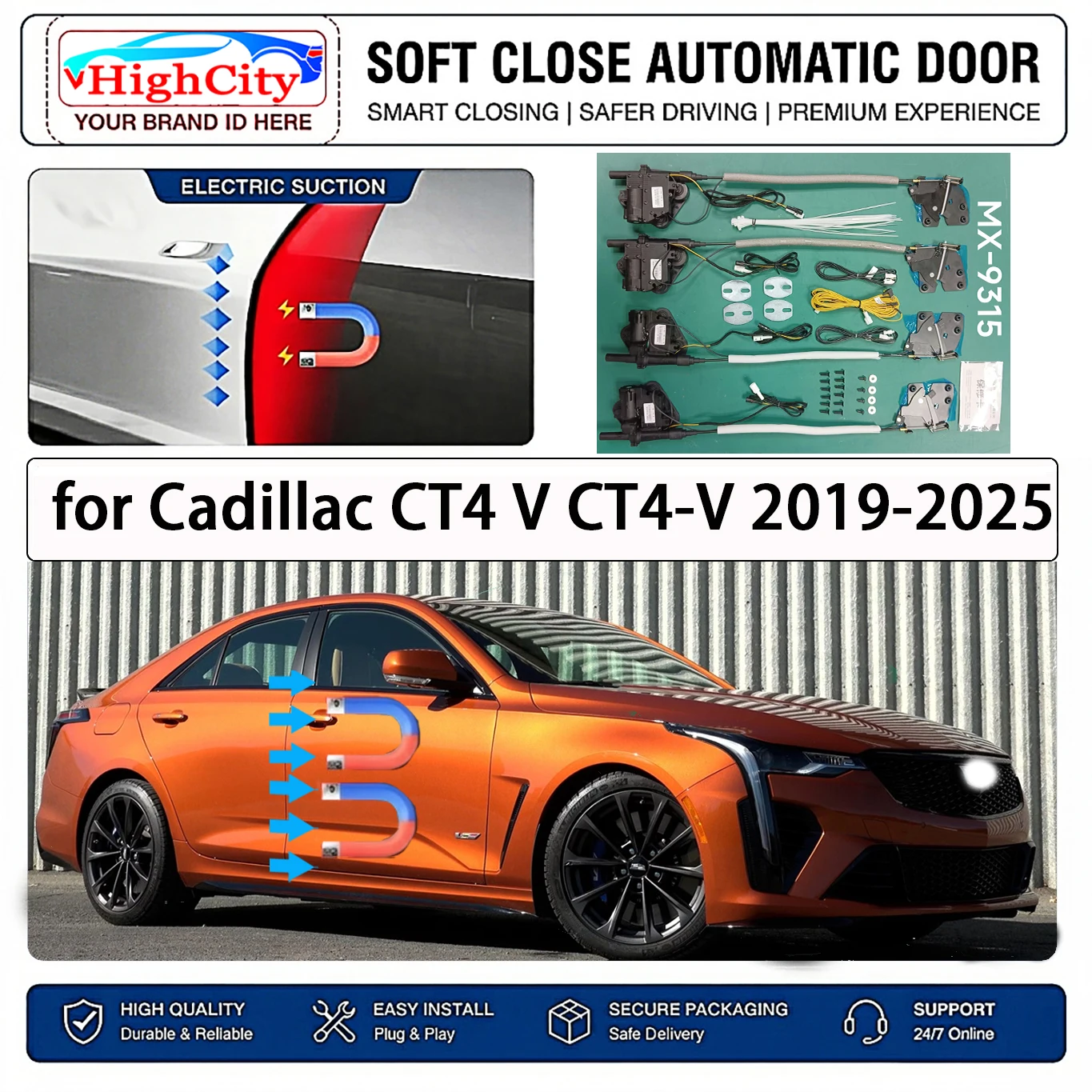 Фото Для Cadillac CT4 V CT4-V 2019-2025: Комплект электрических доводчиков дверей с функцией мягкого закрывания, интеллектуальная система защиты от защемления, бесшумное открывание/закрывание дверей без ударов №1