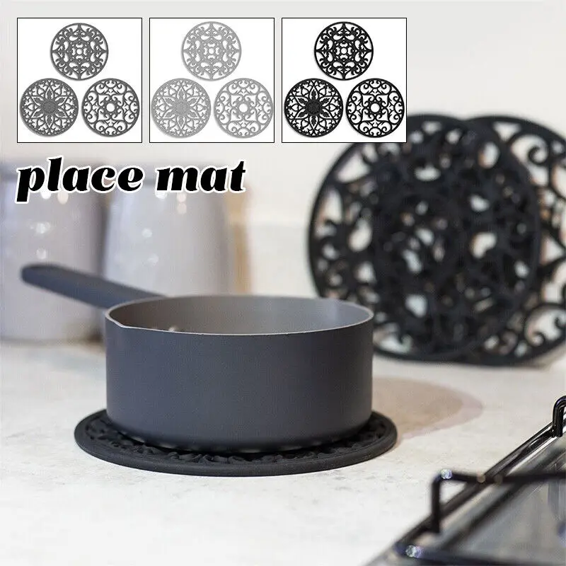 

3Pcs Kitchen Silicone Trivets Mat Tableware Insulation Pad Non-slip Pot Holders Table Pad Resistant Pot Holder Table Placemat
