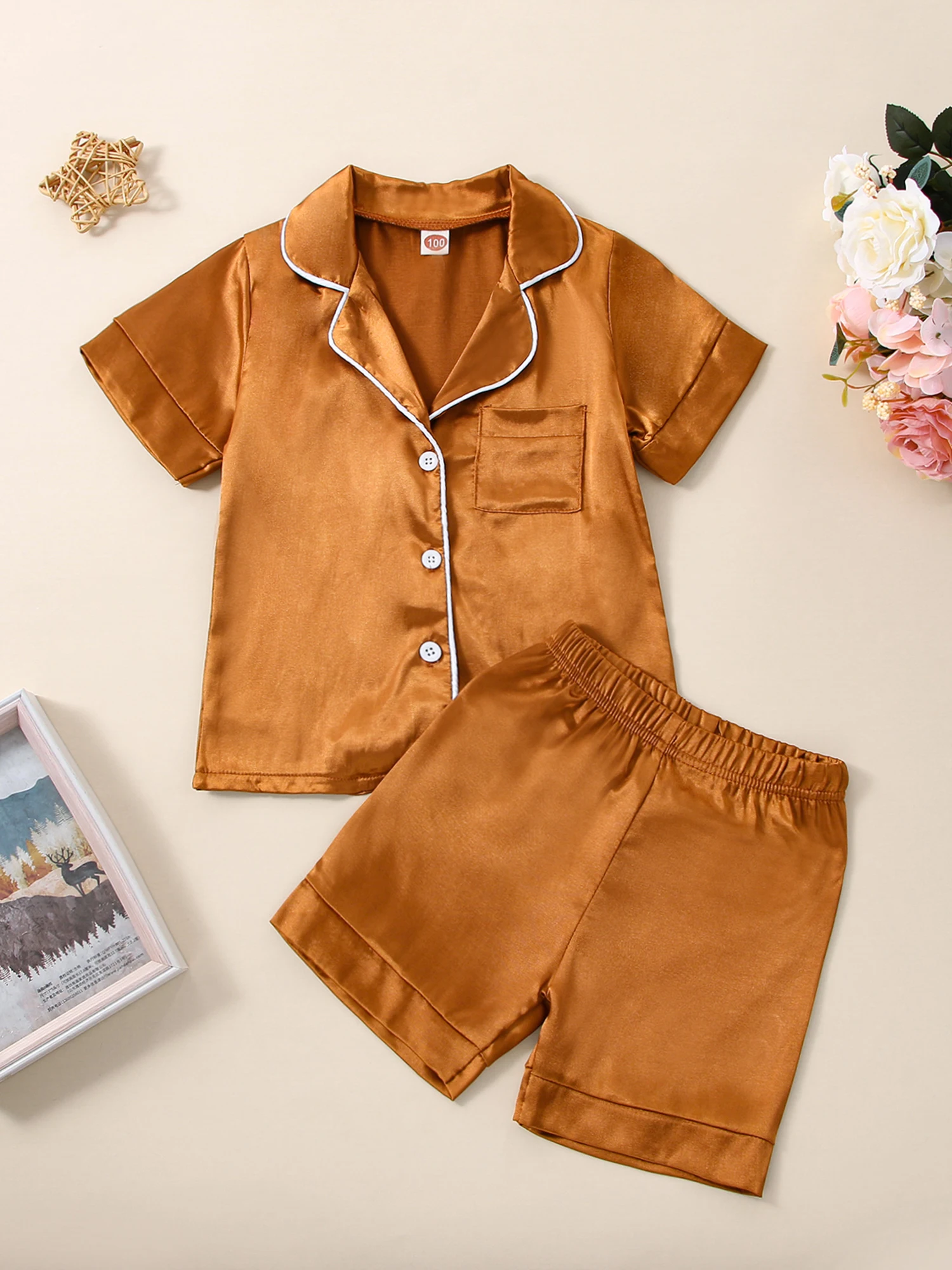 

Baby Boy Short Sleeve Button Down Tops And Shorts Snug Fit Pajamas Set 2 Piece Cotton Blend Pjs Summer Sleepwear