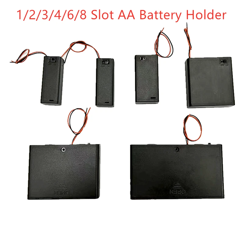 

1/2/3/4/6/8 Slot AA Battery Holder AA Battery Box Case AA Battery Holder 1x 2x 3x 4x AA Battery Case With Switch DIY