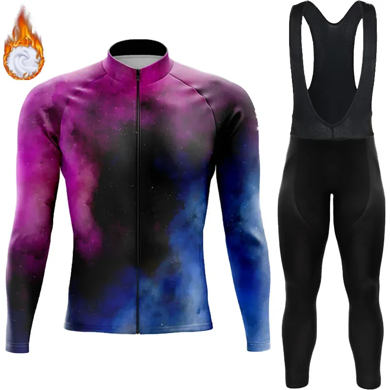 Мужской велосипедный трикотаж 2024 термокостюм мужской зимний флисовый комплект