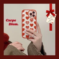 iphone case retro red love heart lens protection shockproof transparent case for iphone13 12 11 13 promax xs xmax tpu case