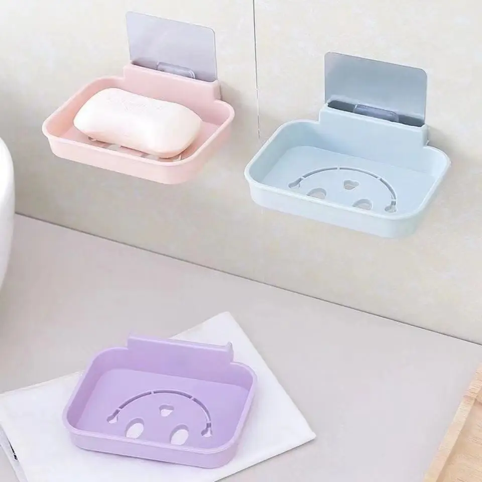 

Punch-Free Transparent Sticky Wall-Mounted Soap Box Drain Soap Holder Soap Holder Storage Rack Soap Dish