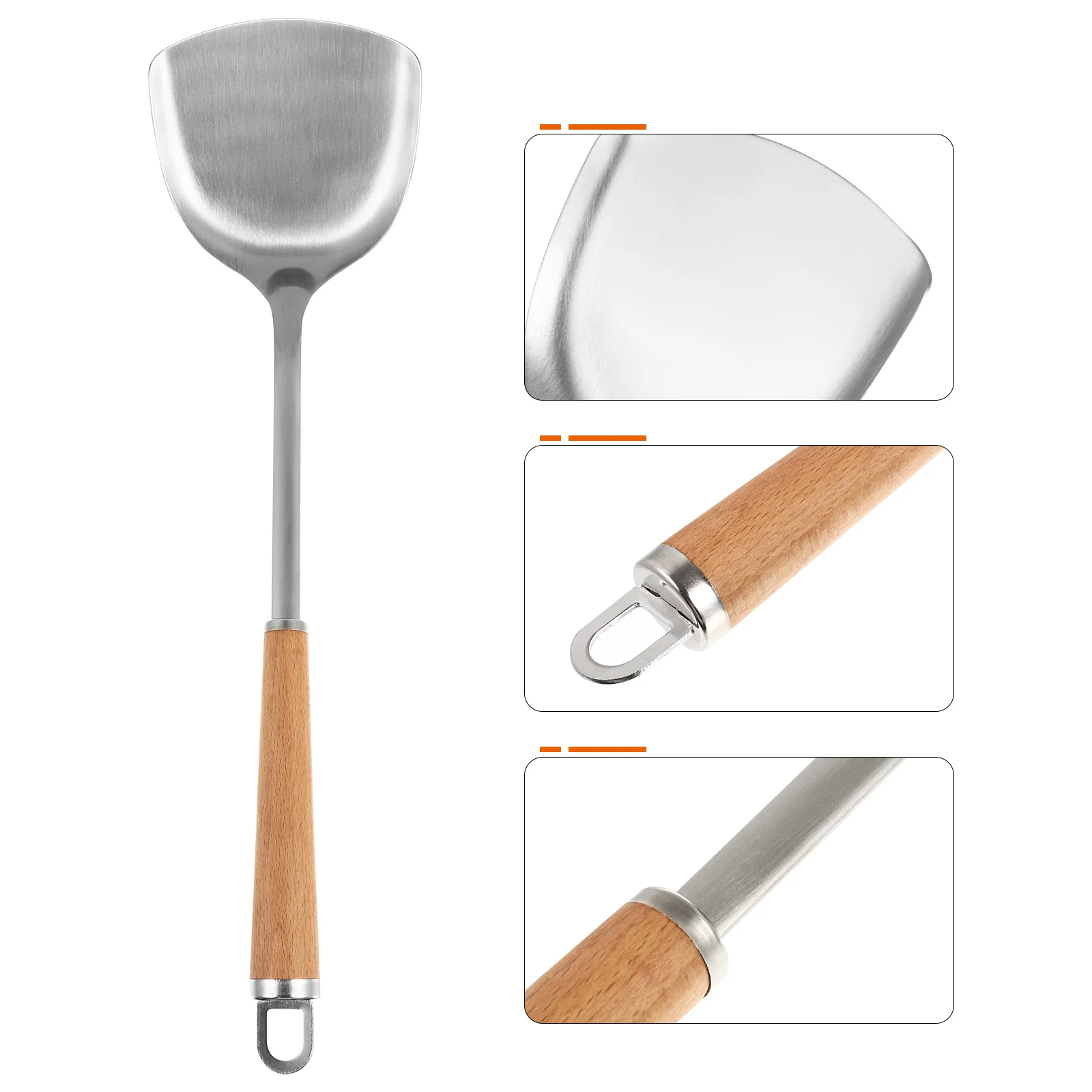 

1 шт., лопатка с деревянной ручкой из нержавеющей стали