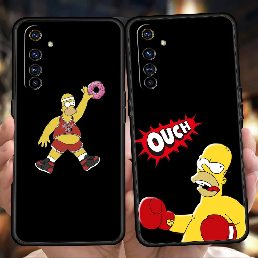 

Funny Homer J.Simpson Phone Case for Realme 8 9 Pro Plus 8i 9i 6 7 GT2 C21 C25 C3 C11 Pro 5G Luxury Shockproof Silicon TPU Shell