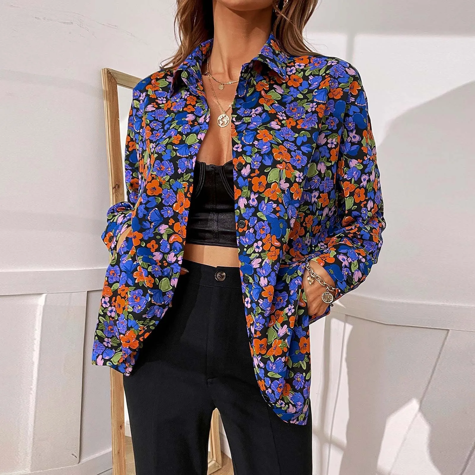 

Three Quarter Sleeve Tops for Women Women Purple Fashion Flower Medium Women Shirts Glow in The Dark Skeleton Shirts for Women