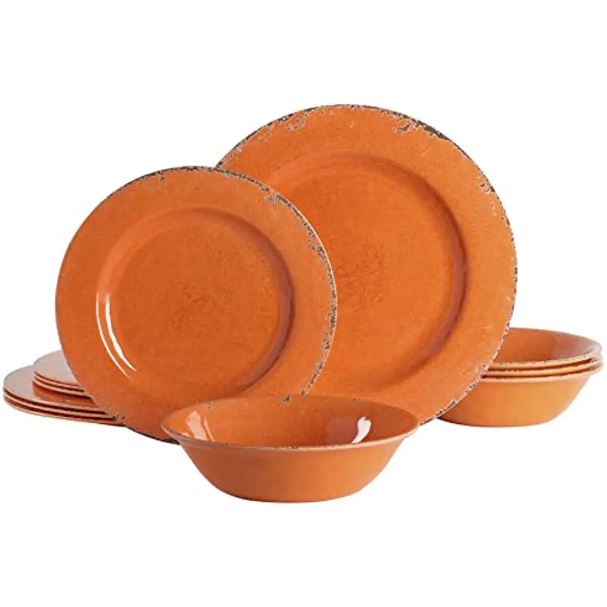 

Laurie Gates By Gibson Mauna 12 Piece Orange Melamine Dinnerware Set