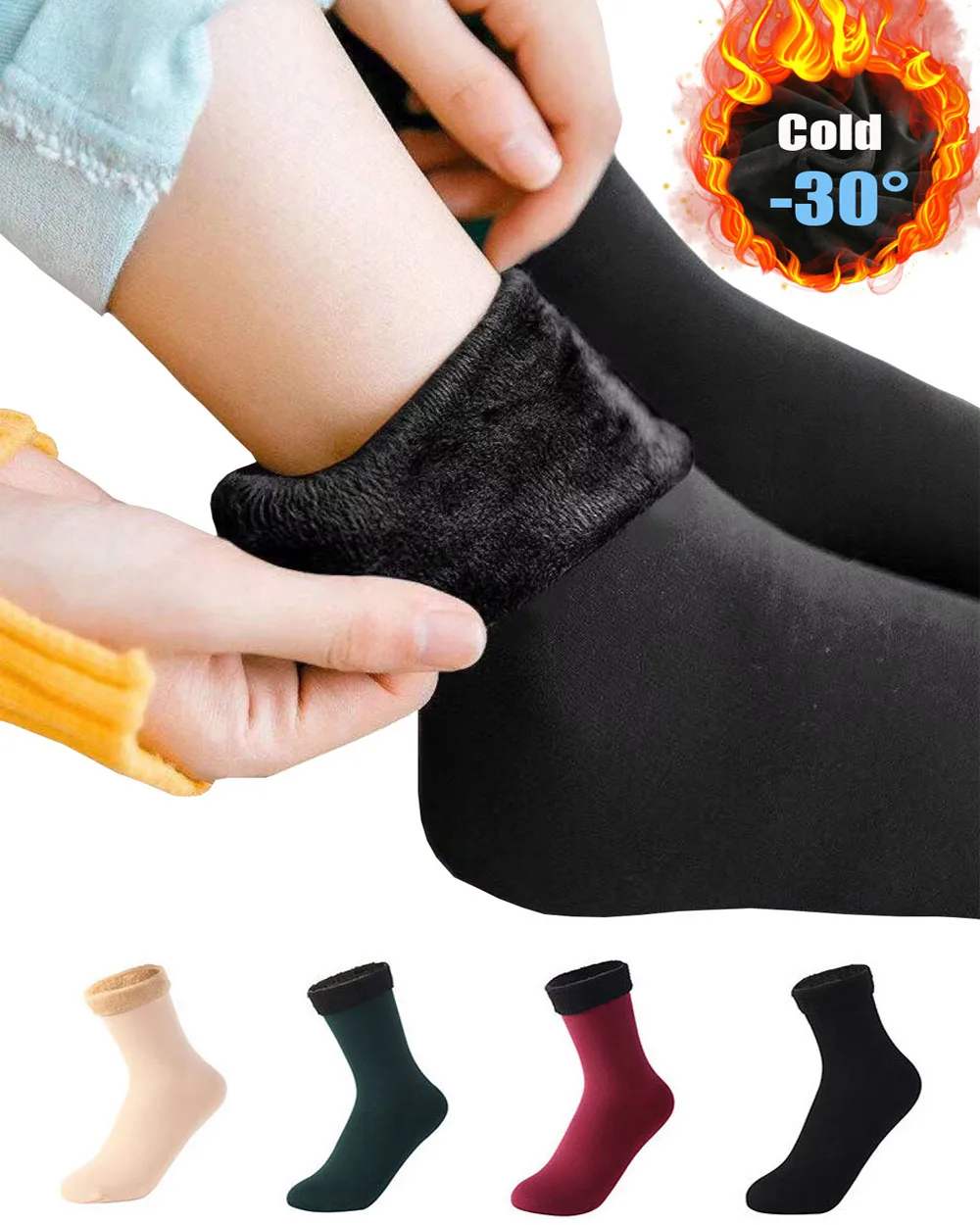 

Winter Fuzzy Socks Thermal Socks For Women Fashion Middle Tube Thickened Plush Snow Indoor Floor Woolen 1pair