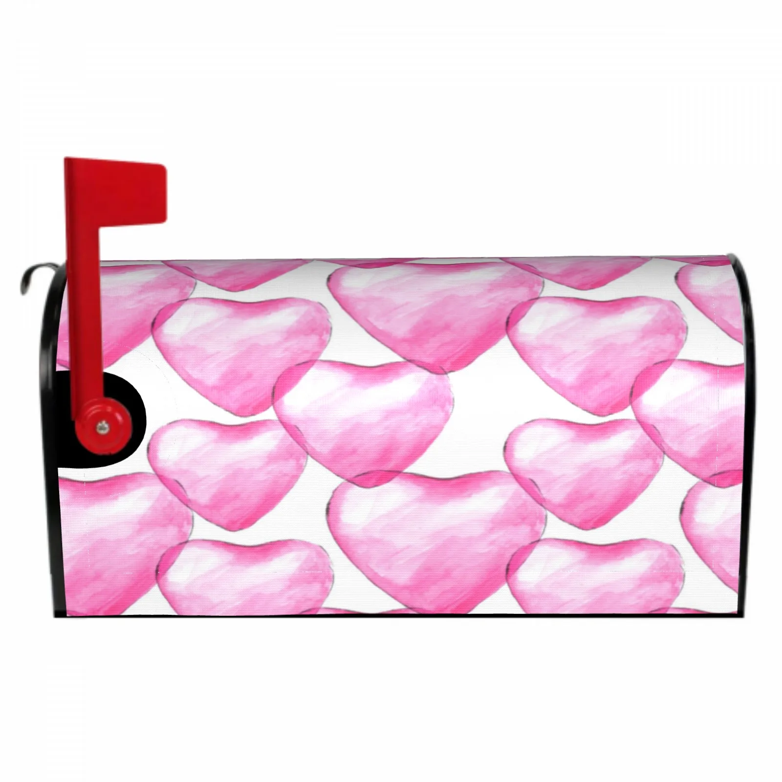 

Pink Watercolor Heart Decoration Magnetic Mailbox Cover Post Box Cover Wrap Decoration Garden Outdoor
