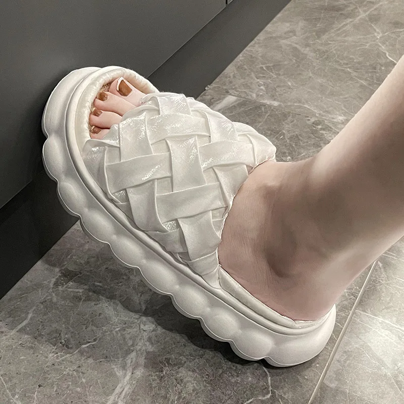 

Шлепанцы женские льняные на платформе, повседневные сандалии, Нескользящие, Эва, летняя обувь для дома