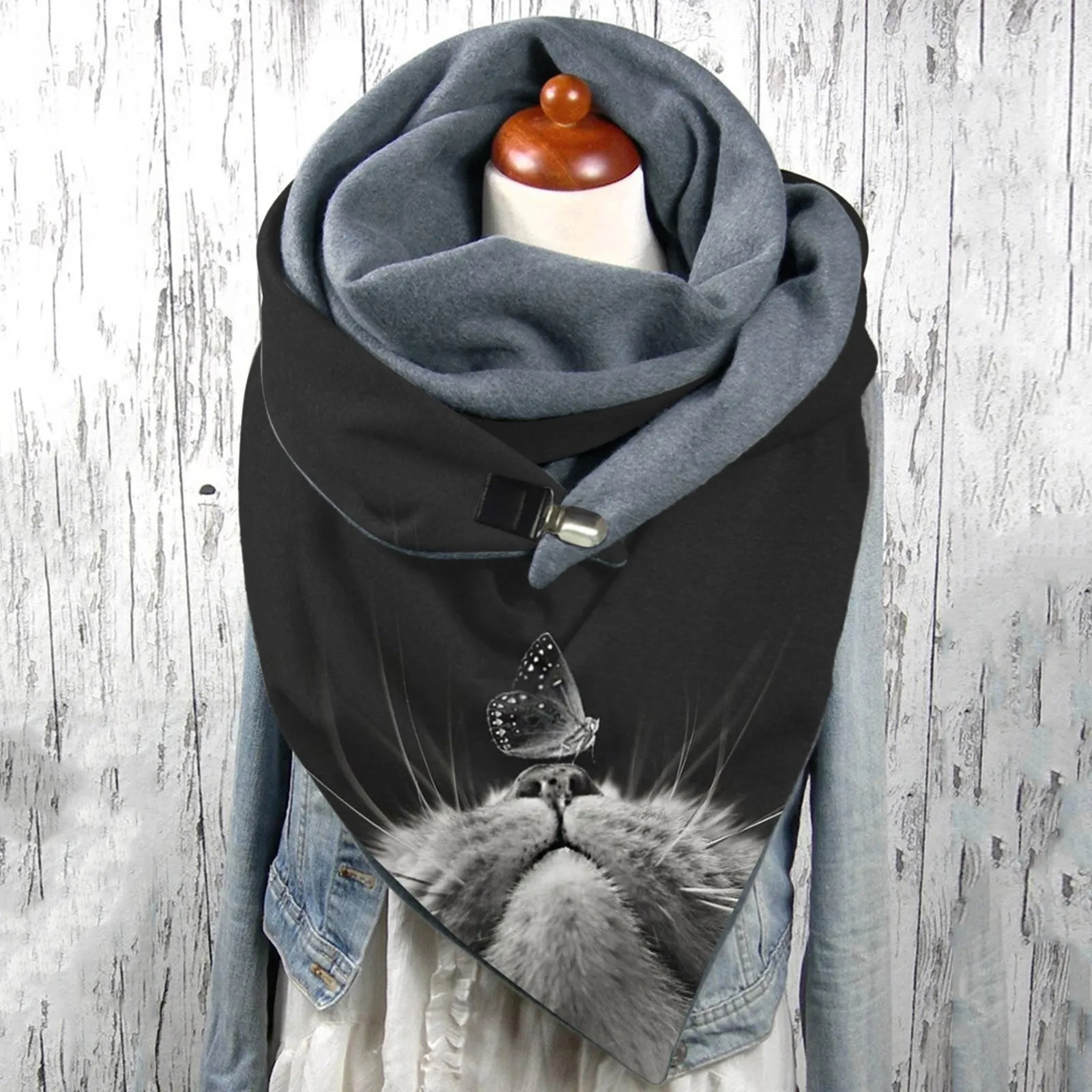 

Теплый шарф с пуговицами, элегантный двухслойный шарф с 3d принтом животных, мягкие удобные шарфы, одеяло, шарф шали из фуляра, бандана на шею