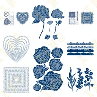 hemstitch square heart lovers old fashioned blooming floral threads stamps and dies new 2022 scrapbook diary decoration stencil