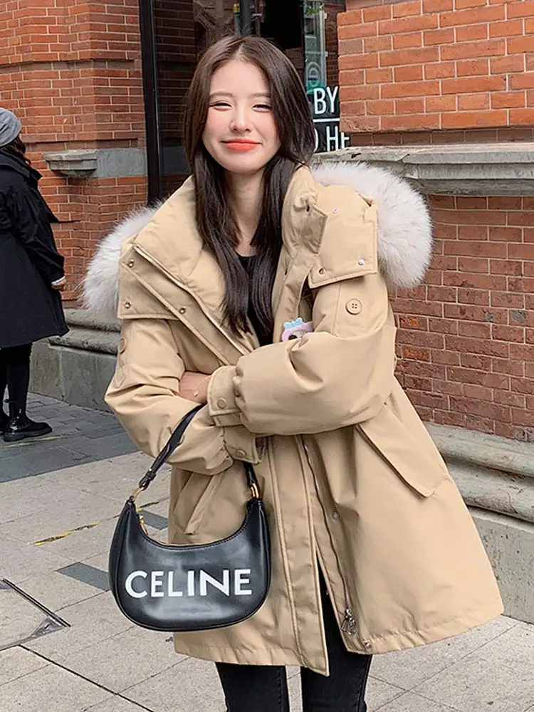 Vielleicht Cotton Lining Winter Jacket Women Coat Cotton Padded Fur Hooded Parkas Short Puffer Jacket Snow Wear Female Outwear