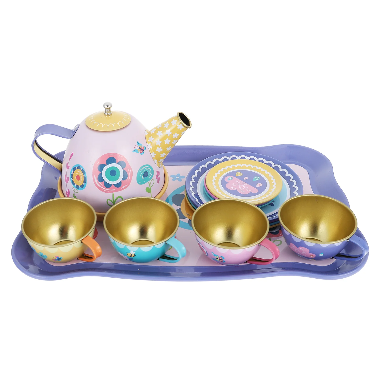 

Afternoon Tea Toys Teapot Dishes Garden Pretend Playset Little Girl Tinplate Secret