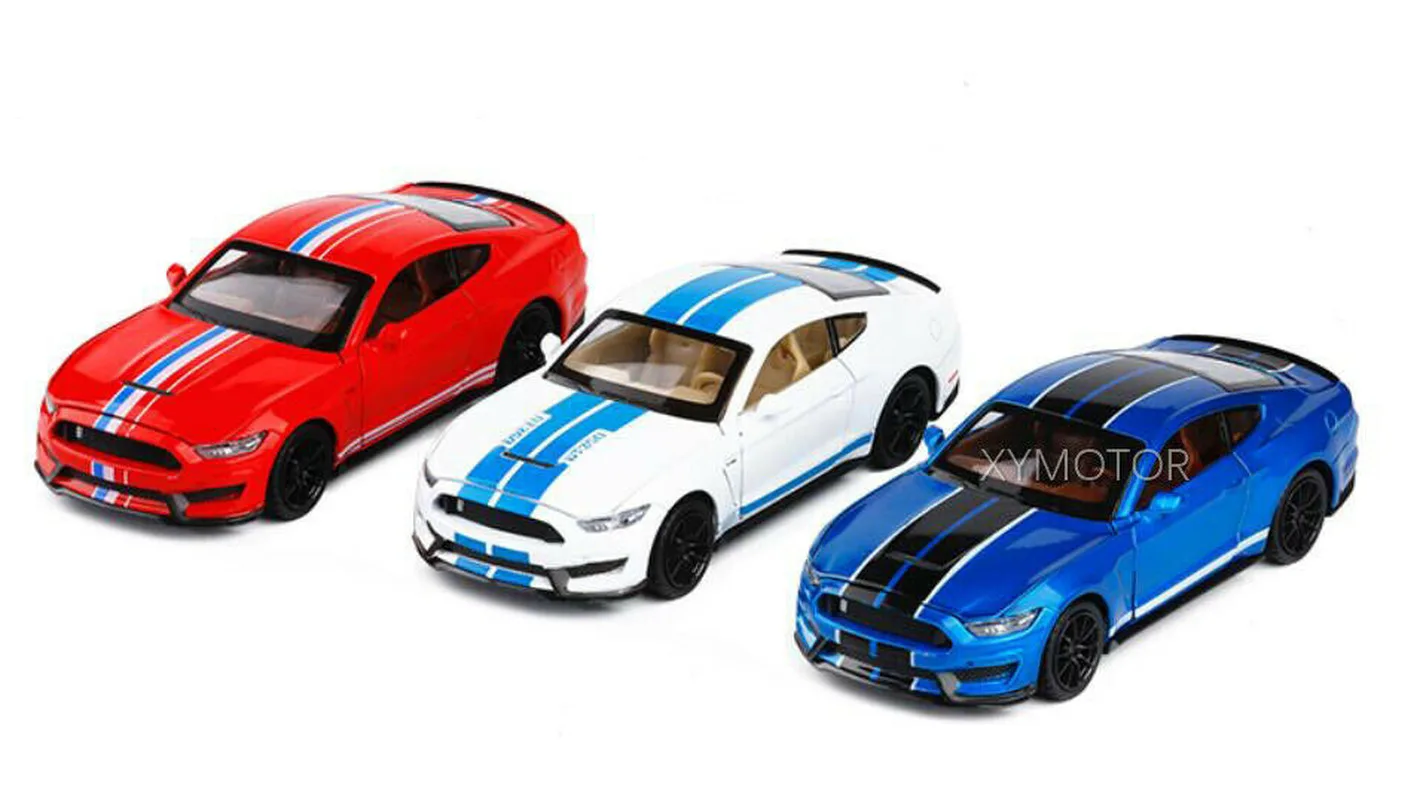 

CaiPo 1:32 Ford Mustang Shelby GT350 Diecast Model Toys Car Boys Girls Kids Gifts Sound light pull back White/Red/Blue