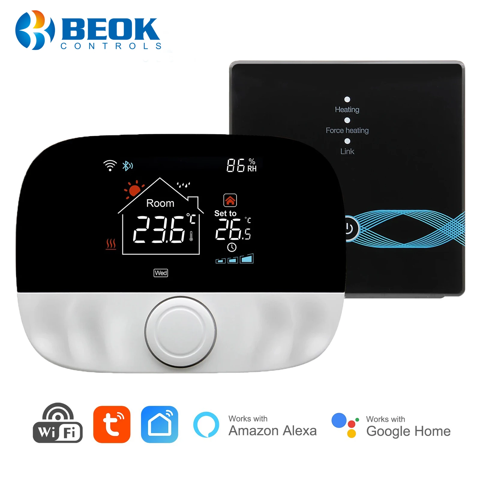 Beok Tuya Умный термостат Wi-Fi, Беспроводной регулятор температуры для нагрева пола газового котла терморегулятор wifi, работает с Alexa Google Home