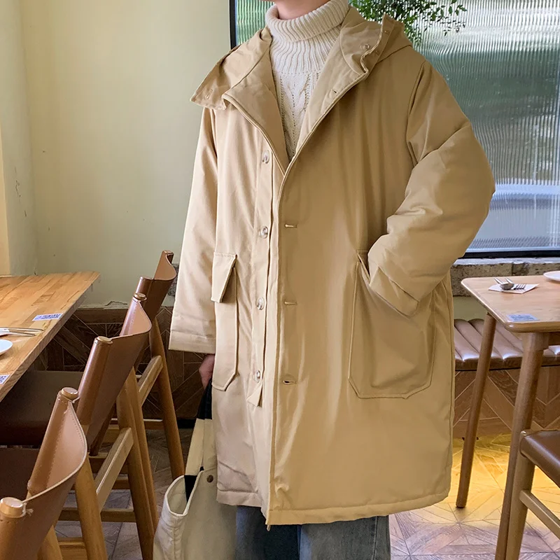 Winter Thick Long Coat Men Warm Fashion Oversize Hooded Coat Men Korean Loose Thickened Jacket Mens Parker Overcoat M-2XL