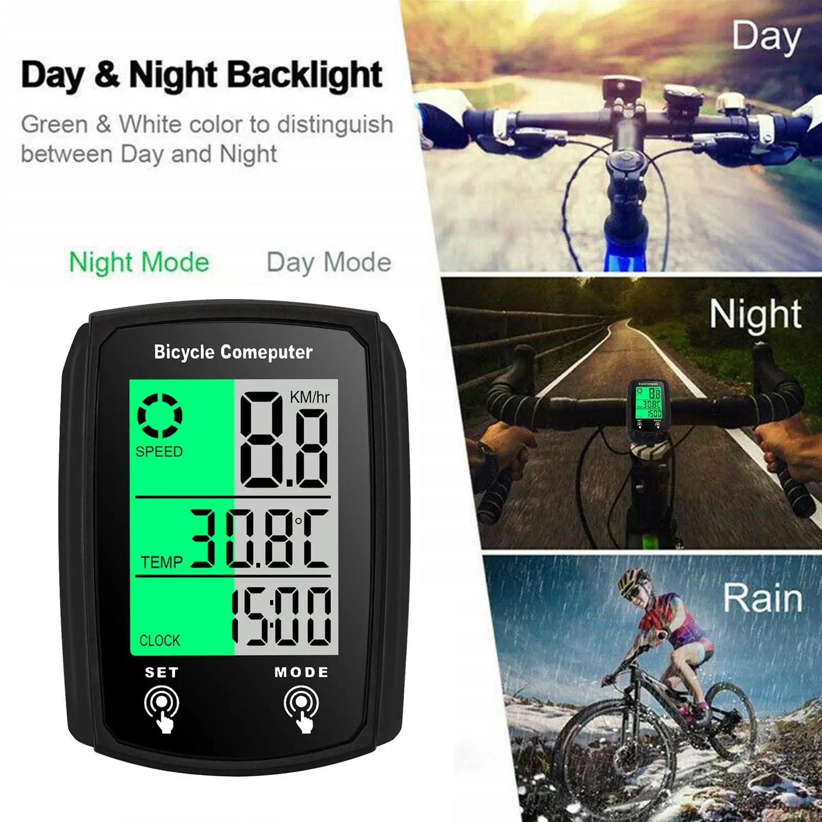 

Bicycle Speedometer Odometer With LCD Dispaly Durable Battery Portable Wireless Rechargeable Bike Cycling Computer Waterproof