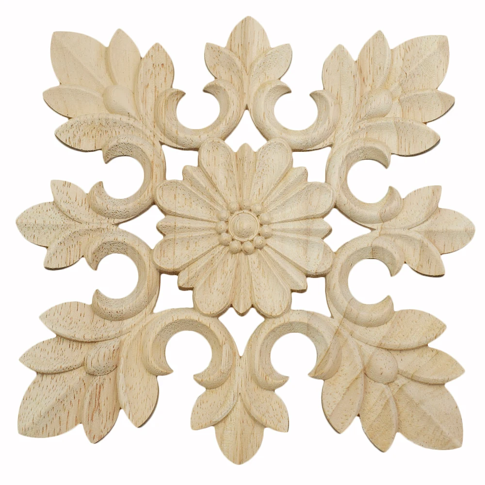

2PCS 20CM Woodcarving Decals Carved Corner Flower European Home Decoration Cabinet Door Bed Decorative Patch Onlay Wood Applique