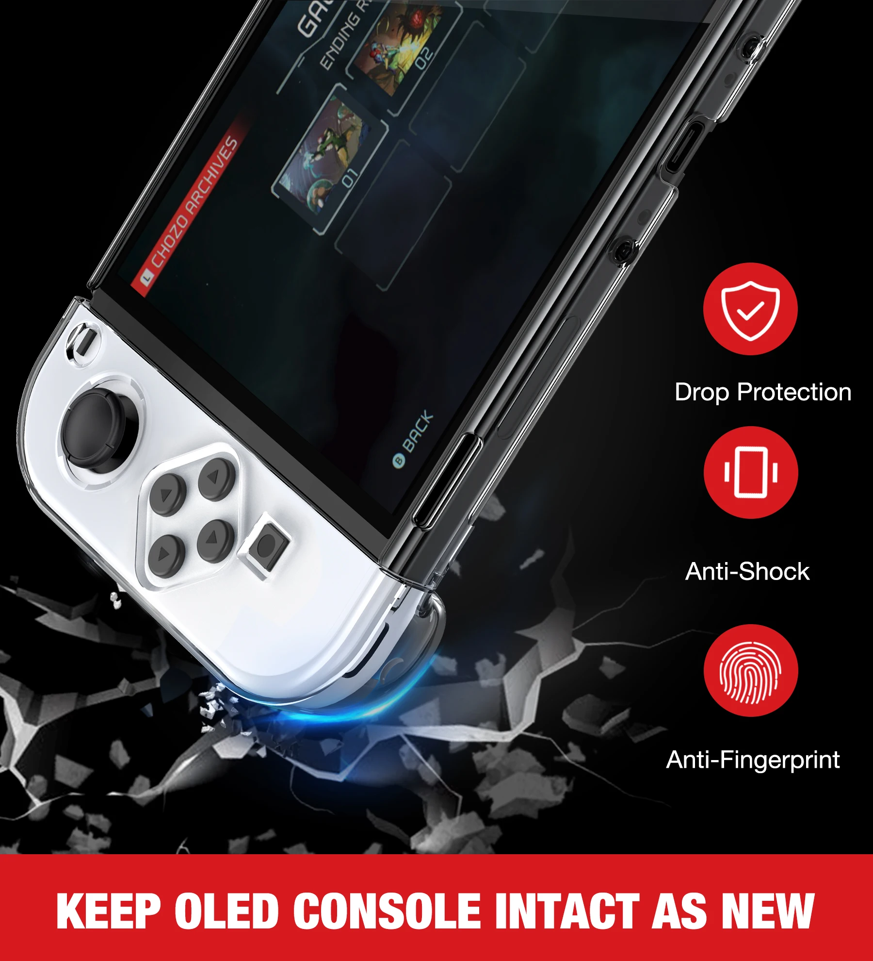 BEBONCOOL Прозрачный чехол для Nintendo Switch OLED джойстик с фотоэлементами переключателей