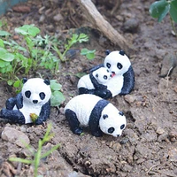 ornaments unique waterproof vivid mini panda with bamboo shoots for patio animal statue panda figurine